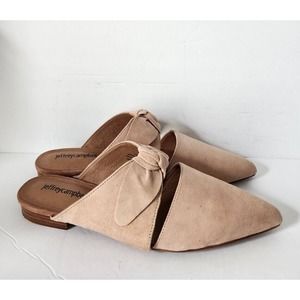 Jeffrey Campbell Charlin Blush Bow Leather Mules Slides Suede Nubuck Flats Sz 8